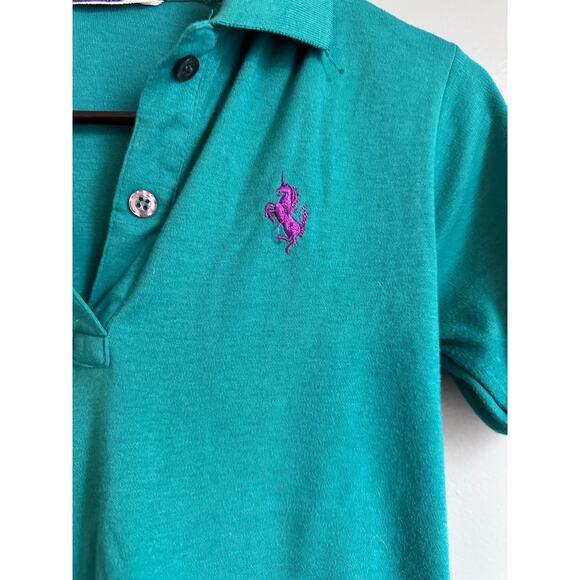 Vintage SKIVA Green Polo T Shirt Kids Small - Picture 2 of 5